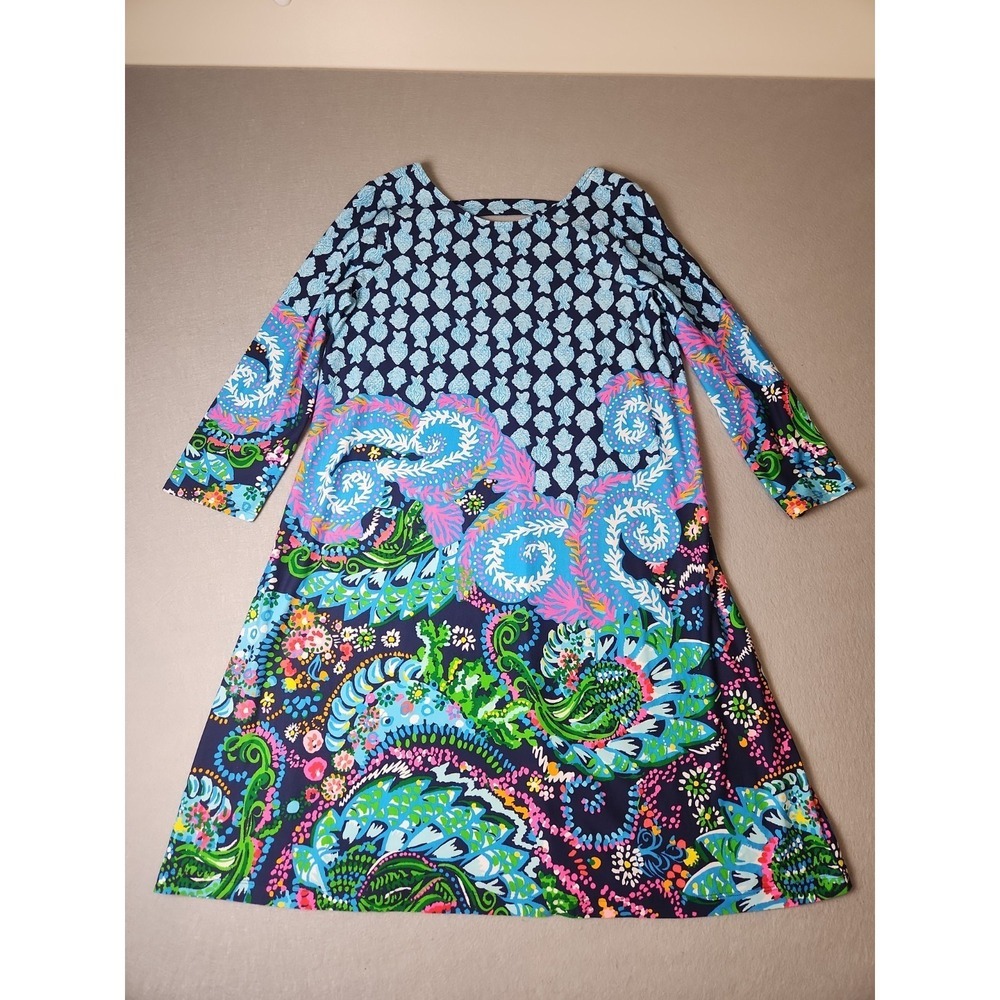 Lilly Pulitzer Ophelia Swing Dress Womens Medium Blue Take Me To The Sea Fish